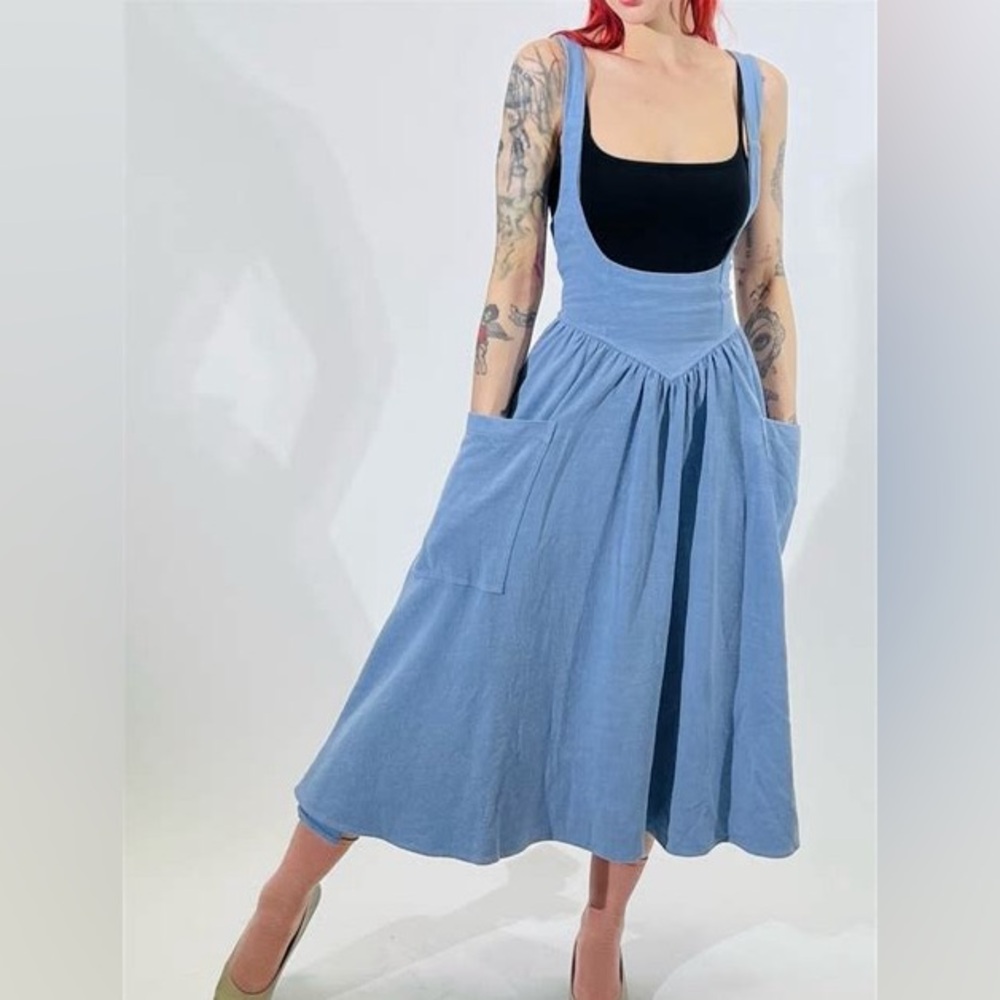 Fashion Brand Company Cindy Linen Pinafore Dress. Handmade USA.